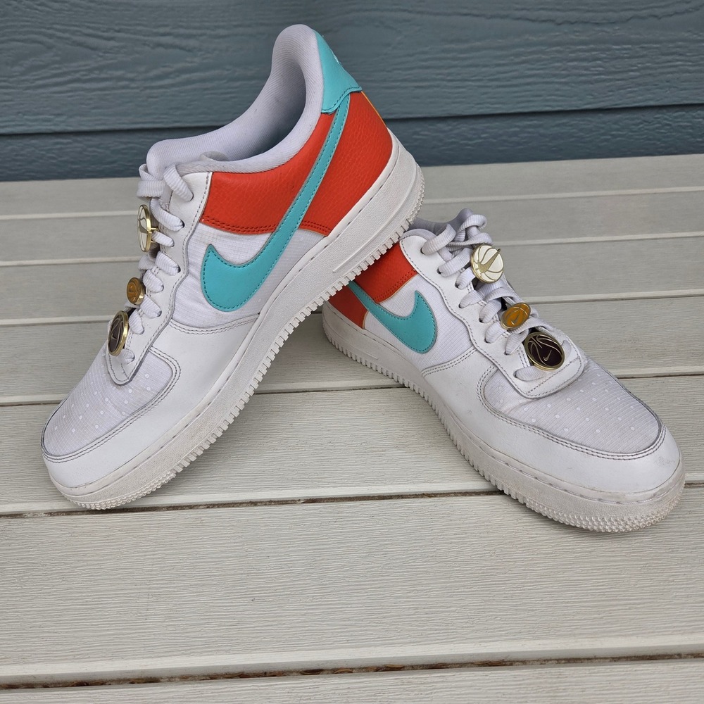 Nike Air Force 1 Low Basketball Shoes Custom Orange Blue Sneakers 11.5